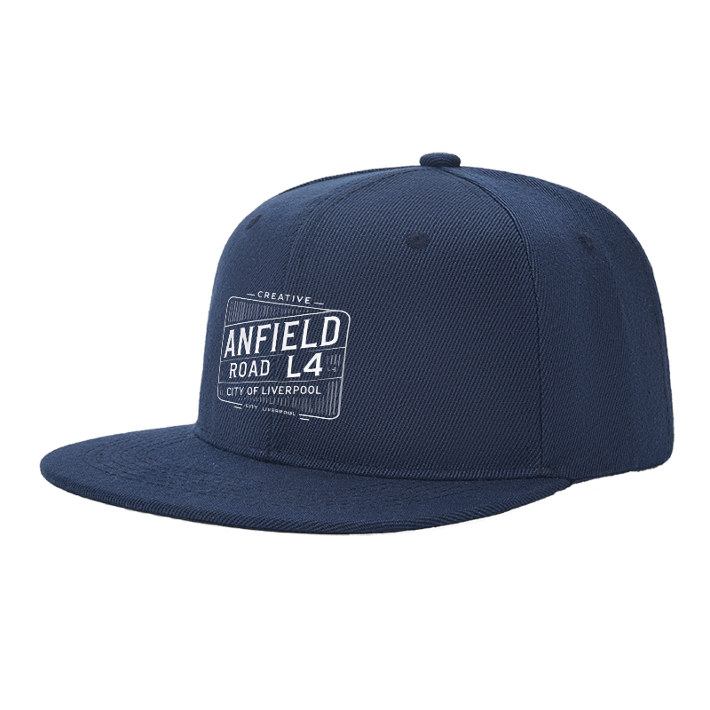 Flat Brim Baseball Cap Anfield Road L4 City of Liverpool Print Streetwear Underground Skate Style Basketball Court Skate Park Urban Streetwear for Skaters Rappers Streetwear Enthusiasts
