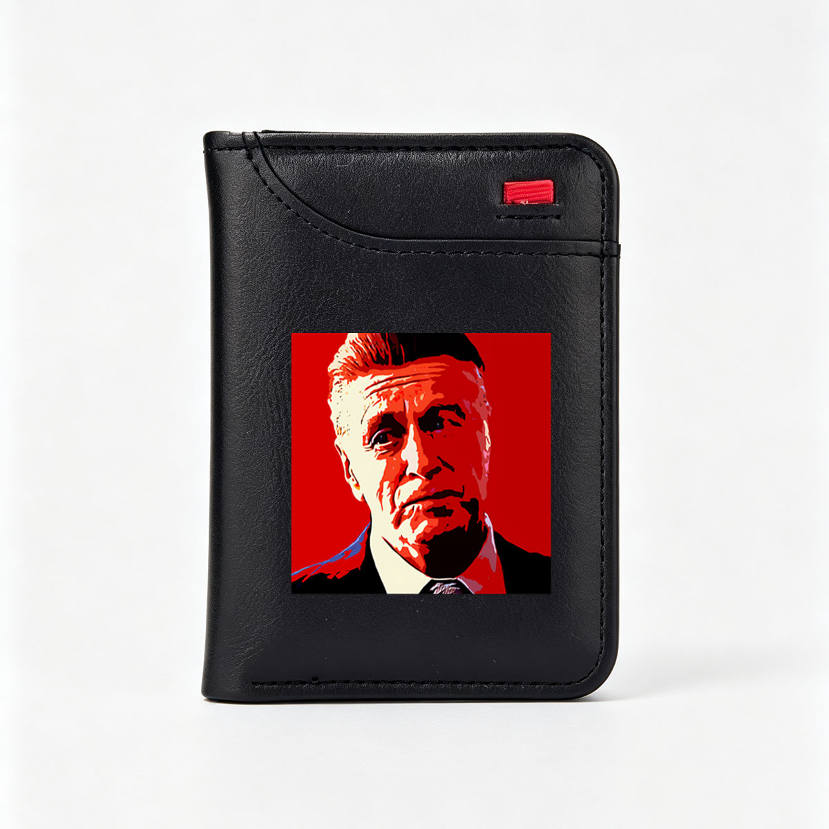 Dwayne Johnson in a bold red and white pop art style portrait - Vertical Style Wallet