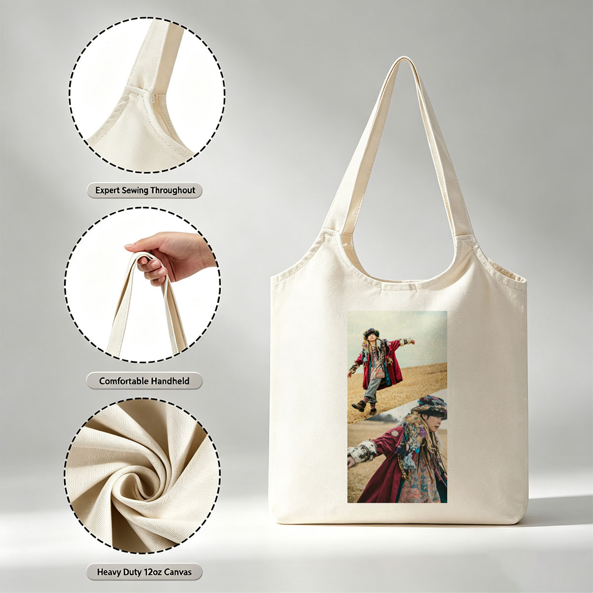Yosuke Kubozuka in a Bohemian Fashion Shoot on a Golden Field - Canvas shoulder bags/