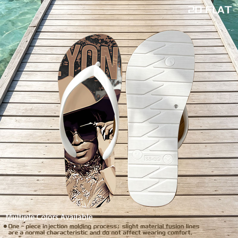 Beyoncé in Cowboy Hat and Sunglasses Artwork -  flip-flops