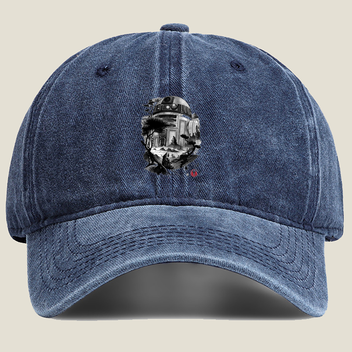 Star Wars: R2-D2 and Jedi in Zen Landscape - Washed Denim - Baseball Cap