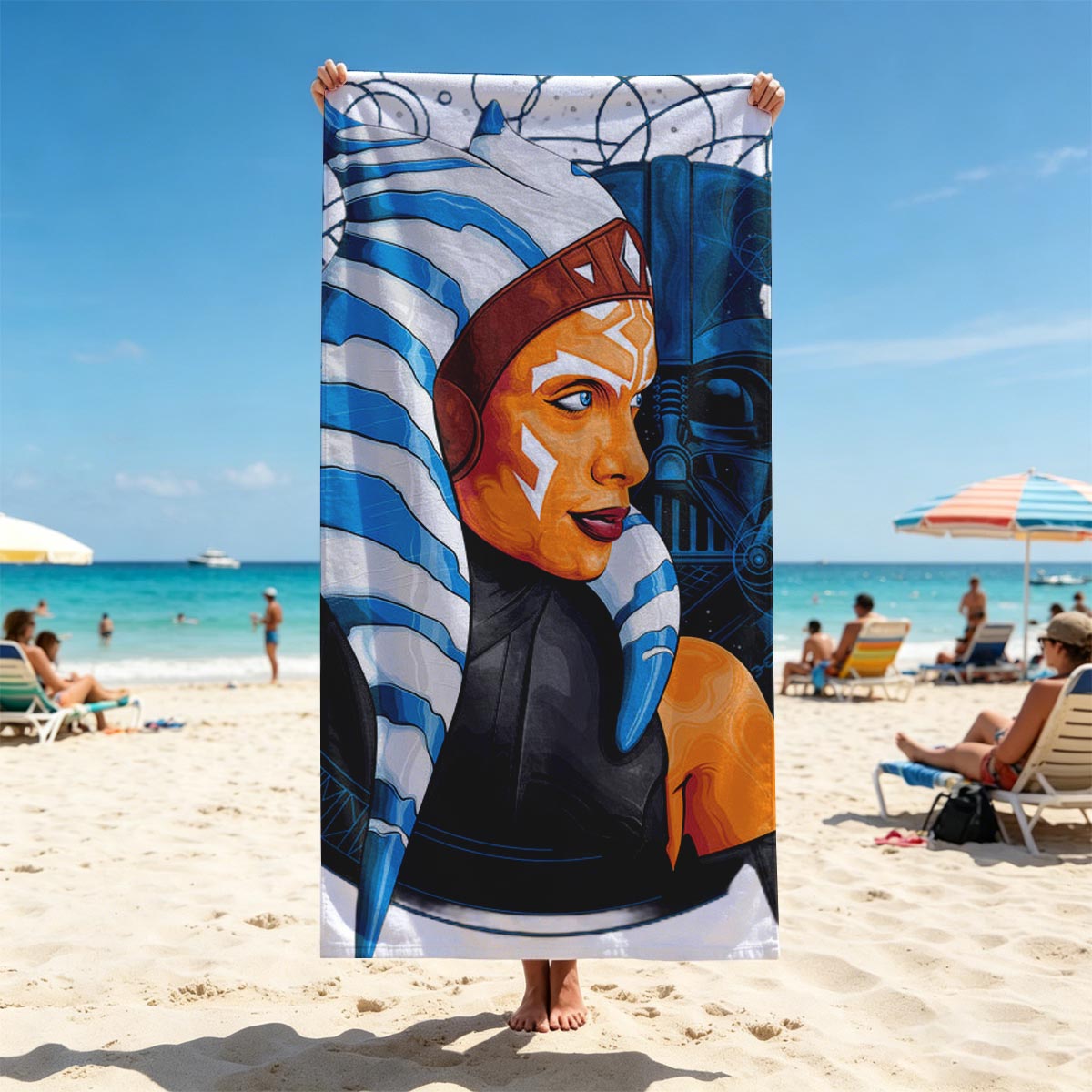 Ahsoka Tano and Darth Vader - Star Wars Characters - Beach towels