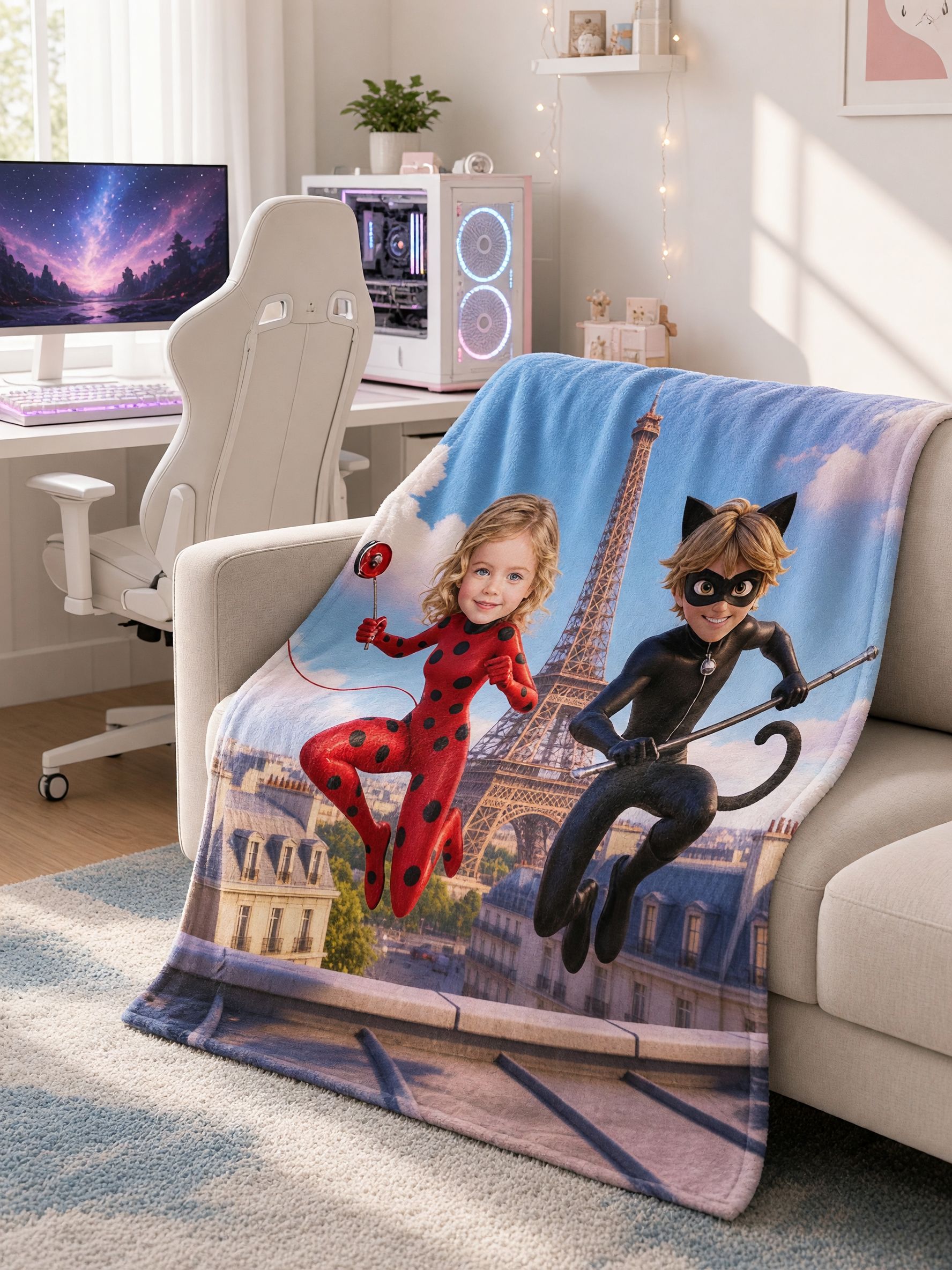 Custom Photo Face Blanket Superhero Flannel Throw Ultra Soft Warm Personalized Bedding Gift for Kids and Teens