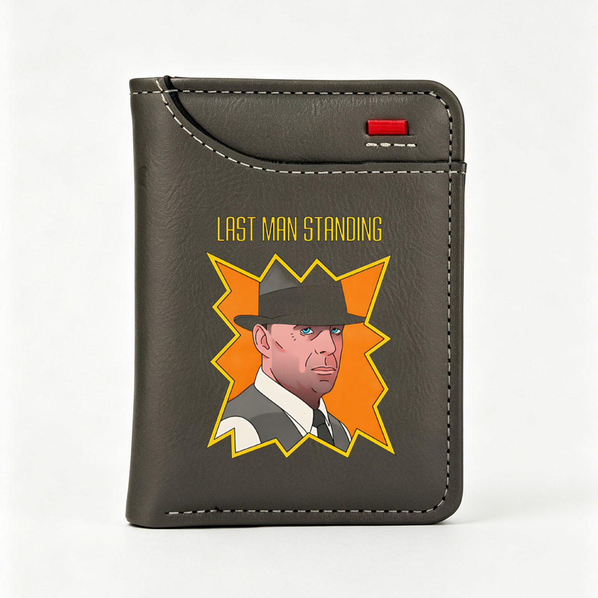 Last Man Standing: Animated Portrait of a Suave Man in Hat and Vest - Vertical Style Wallet