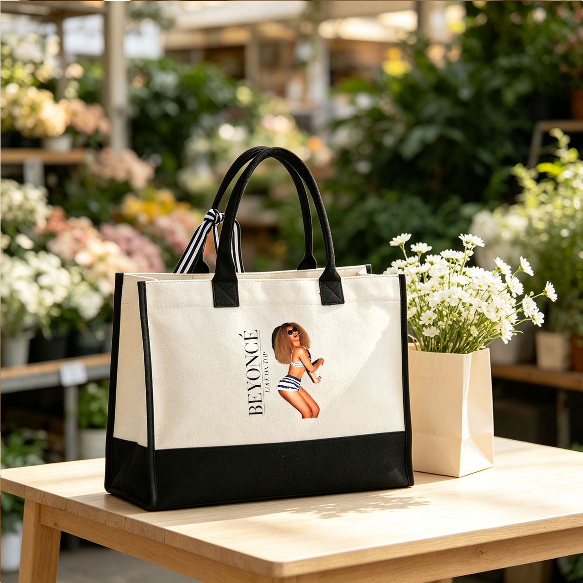 Beyoncé Love on Top Album Cover Art - Canvas patchwork gift tote bag