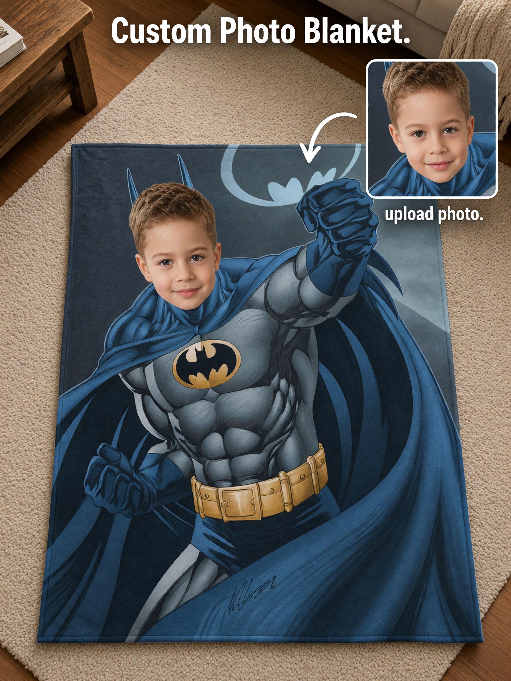 Custom Face Superhero Blanket Personalized Photo Flannel Fleece Throw Cozy Plush Bed Couch Wrap Ideal Gift