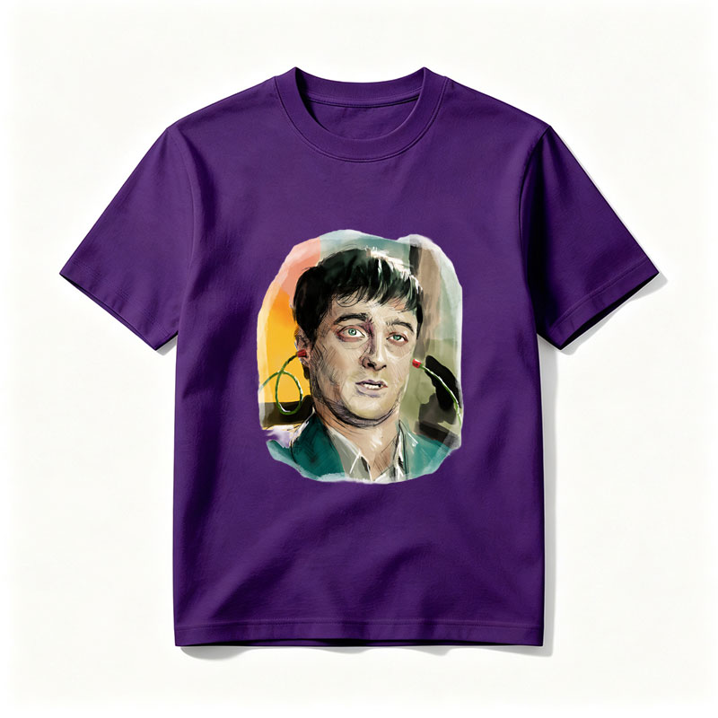 Man with Green Eyes and Earphones, Artistic Portrait - Tee