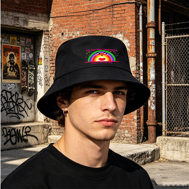 Unisex Classic Bucket Hat with Rainbow Face and 