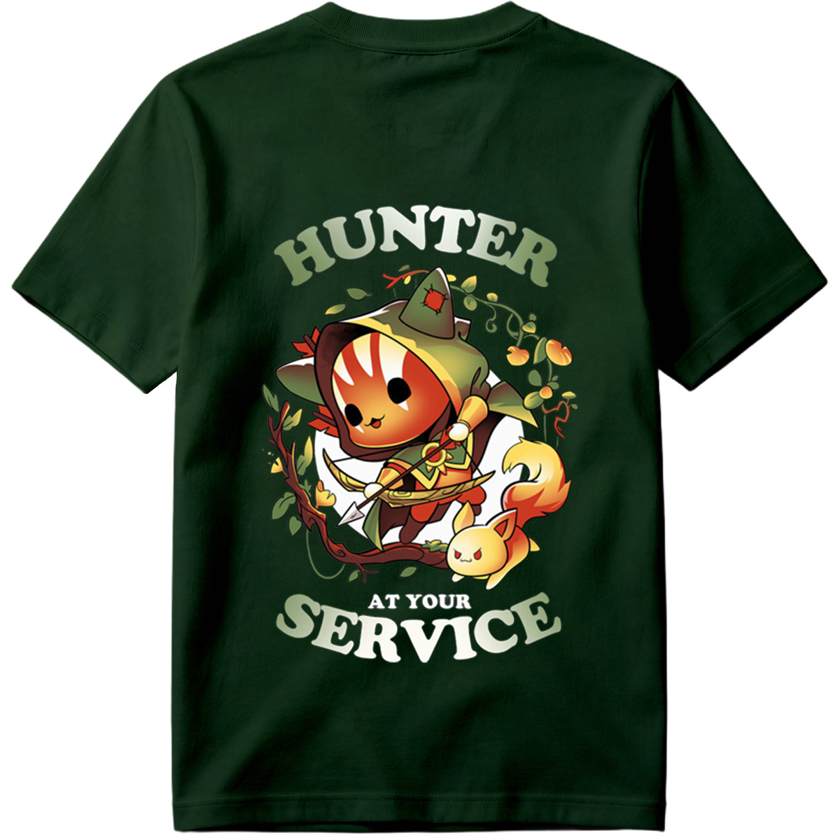 Hunter at Your Service - Chibi Archer and Fox Companion - Tee