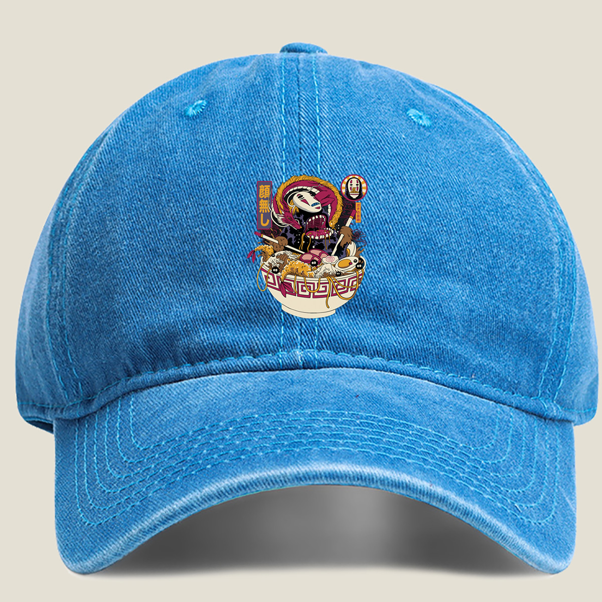 No-Face Ramen Bowl - Washed Denim - Baseball Cap