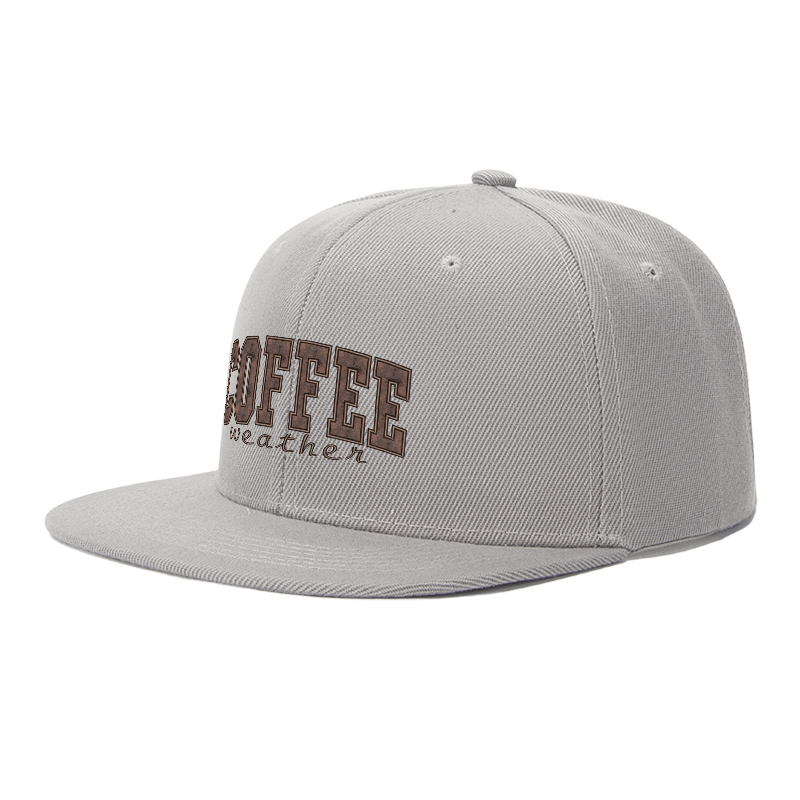 Flat Brim Baseball Cap Coffee Weather Print Streetwear Underground Skate Style for Basketball Court Skate Park Urban Lifestyle Skaters Rappers Streetwear Enthusiasts
