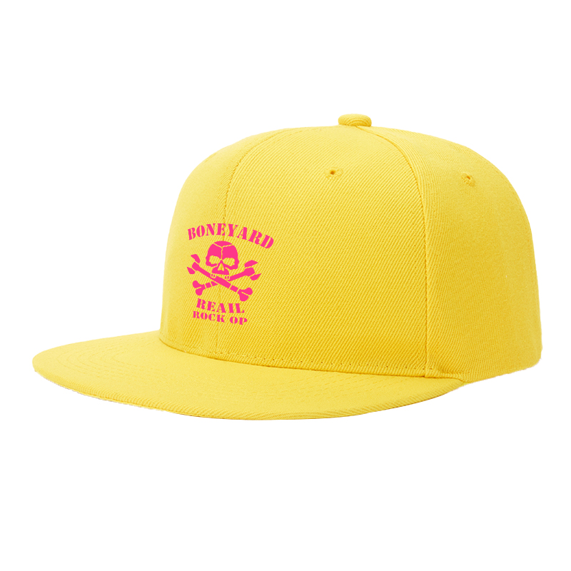 Flat Brim Baseball Cap Boneyard Skull Crossbones Print Streetwear Underground Skate Style for Basketball Court Skate Park Urban Lifestyle Skaters Rappers Streetwear Enthusiasts