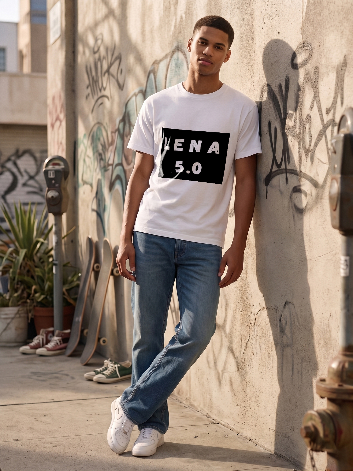 Men's Printed T-Shirt Lena 5.0 Graphic Text Design Casual Round Neck Summer Lightweight Breathable Short Sleeve T-Shirt for Daily Wear and Street Style Adults