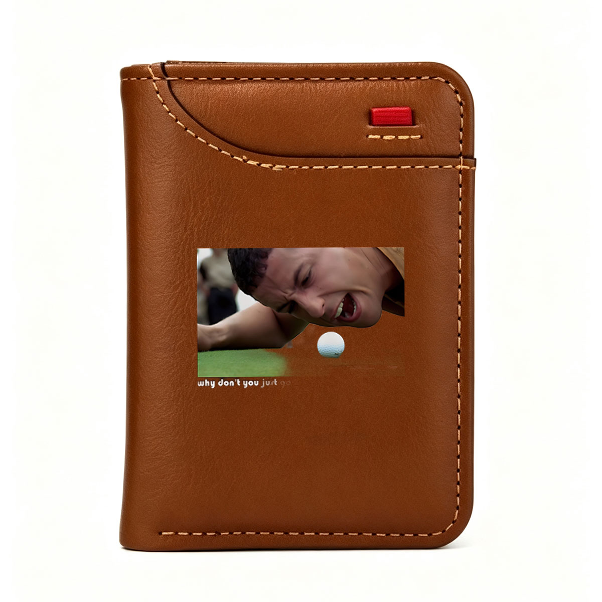 Golfer Reacts to Near Miss on Green - Vertical Style Wallet