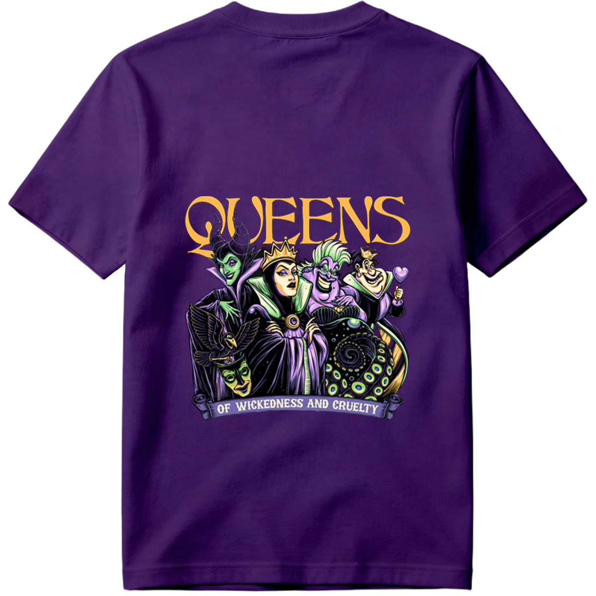 Queens of Wickedness and Cruelty: Maleficent, Evil Queen, Ursula, and Queen of Hearts - Tee