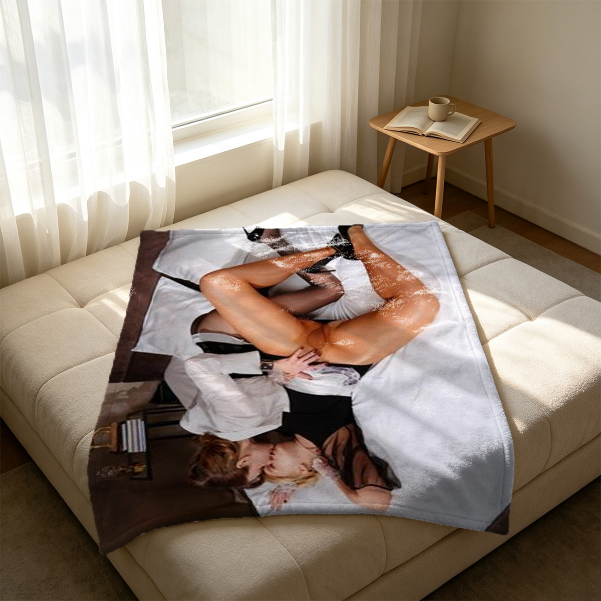 Nude Emma Watson on all fours smiling at camera - Blanket