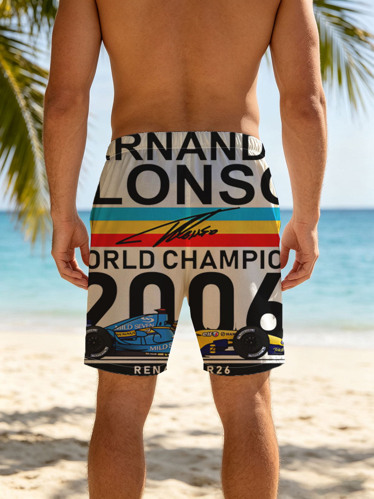 Fernando Alonso Renault R26 2006 World Champion Formula 1 Racing Car -  Beach shorts