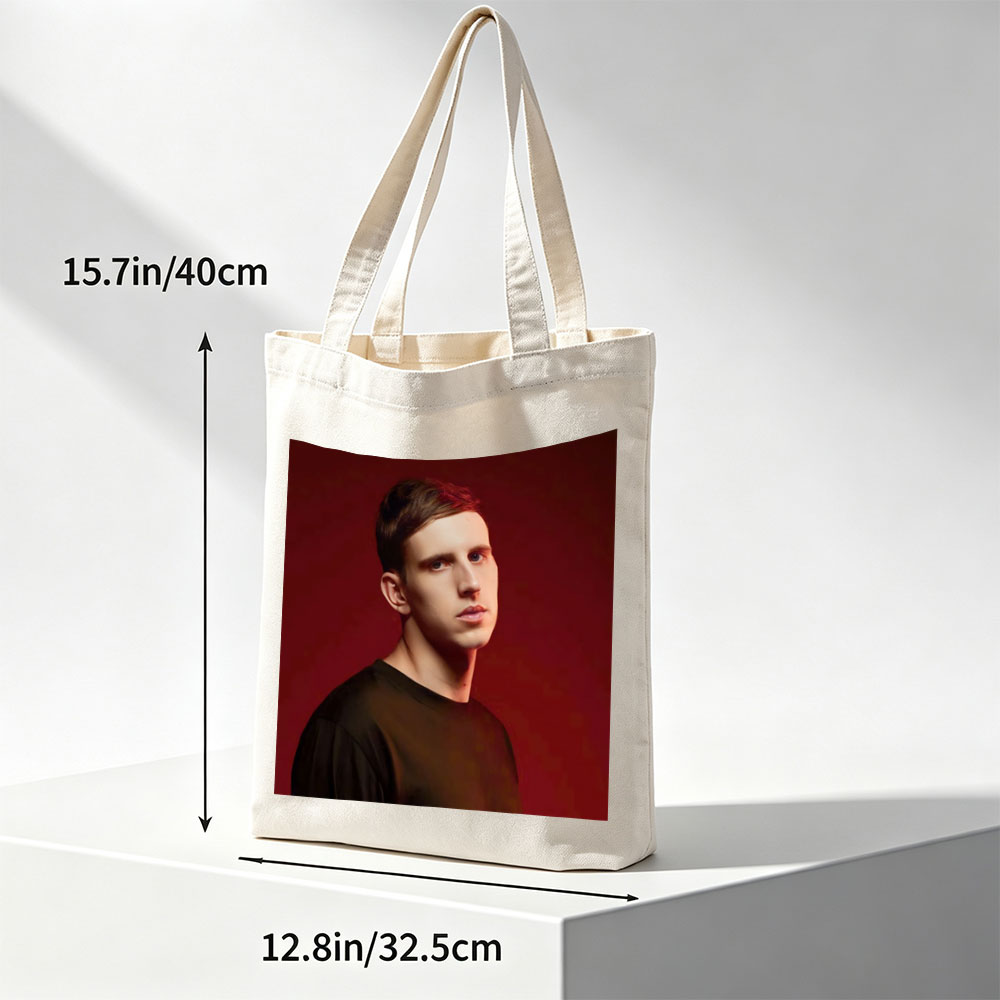 Martin Garrix in Studio Portrait Against Red Background - Canvas tote bags