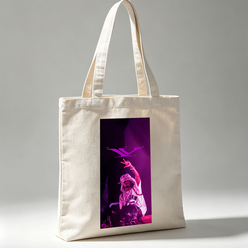 Lil Wayne Live Performance with Purple Lighting and Signature Hand Gesture - Canvas tote bags