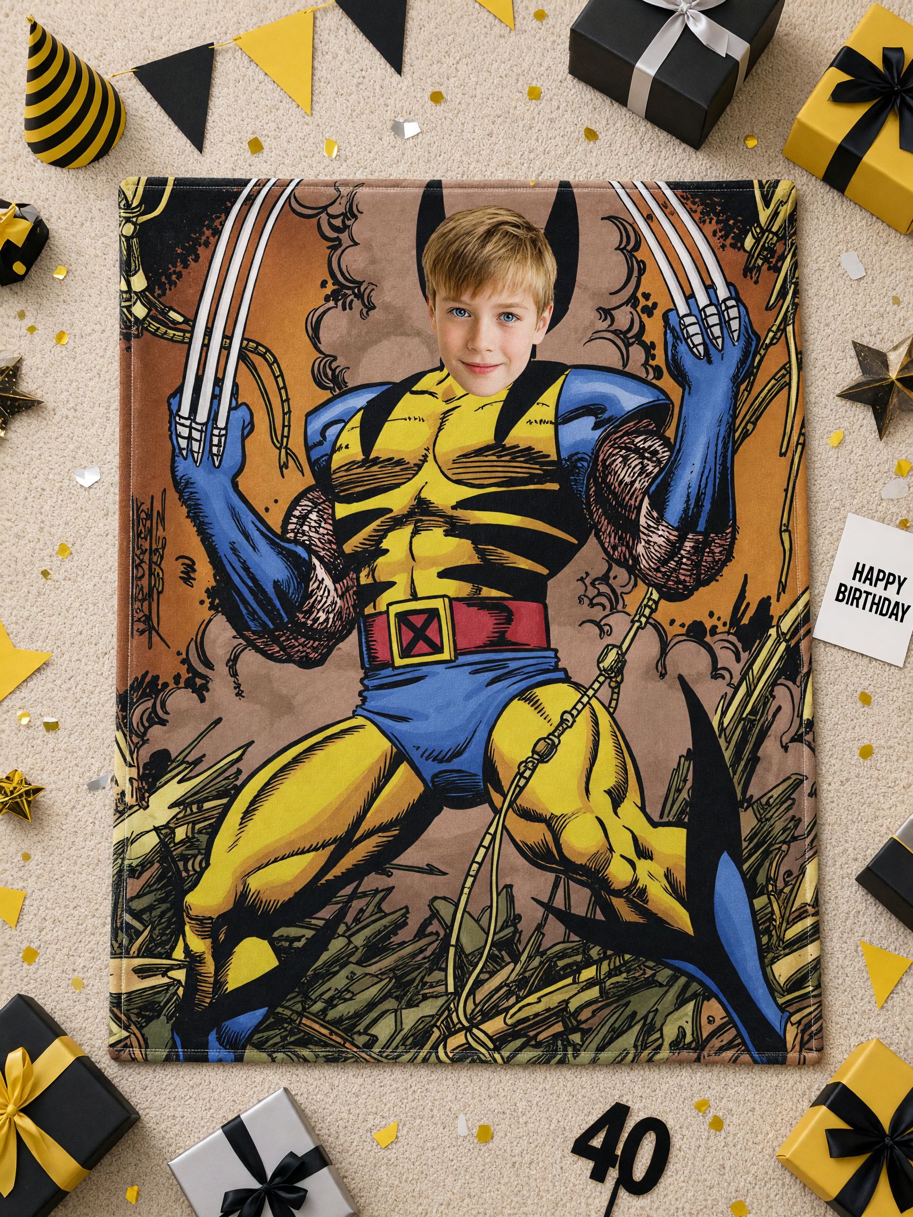 Personalized Face Superhero Throw Blanket Ultra Soft Flannel Comic Art Fleece Custom Photo Cozy Bedding Gift