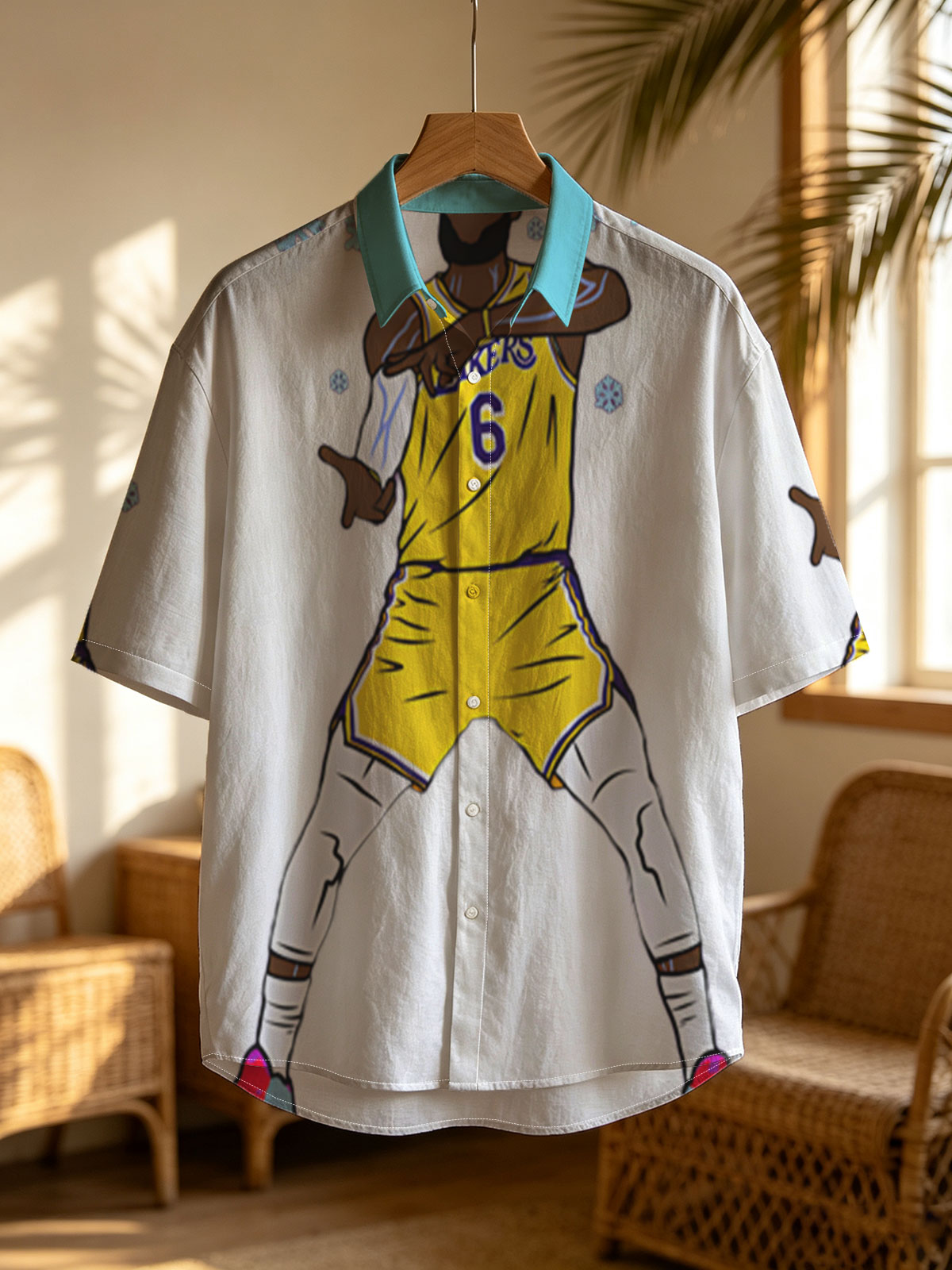 LeBron James in Lakers Jersey Dabbing with Snowflakes -  Shirt