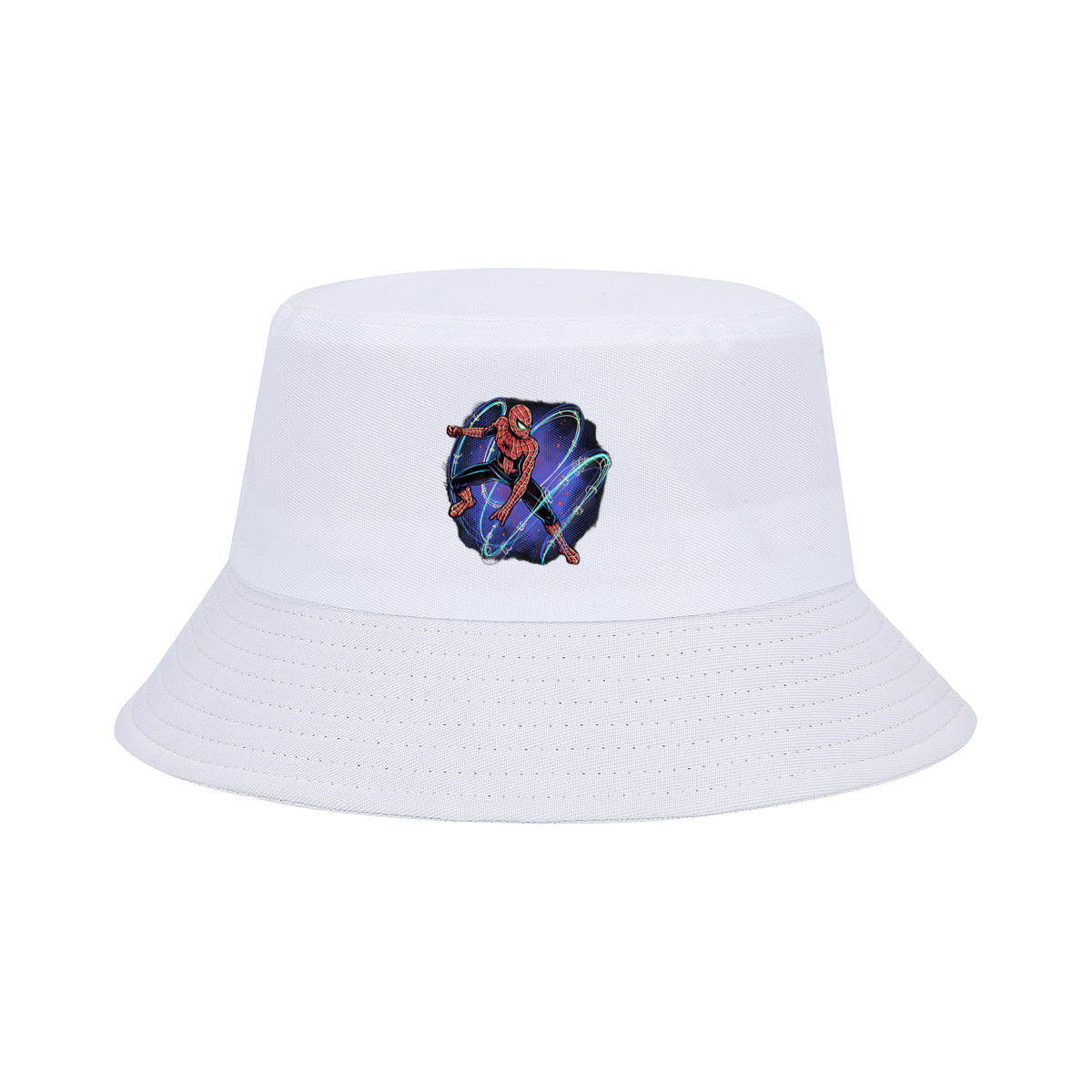 Spider-Man in Action with Dynamic Web Swirls - Fisherman's Hat