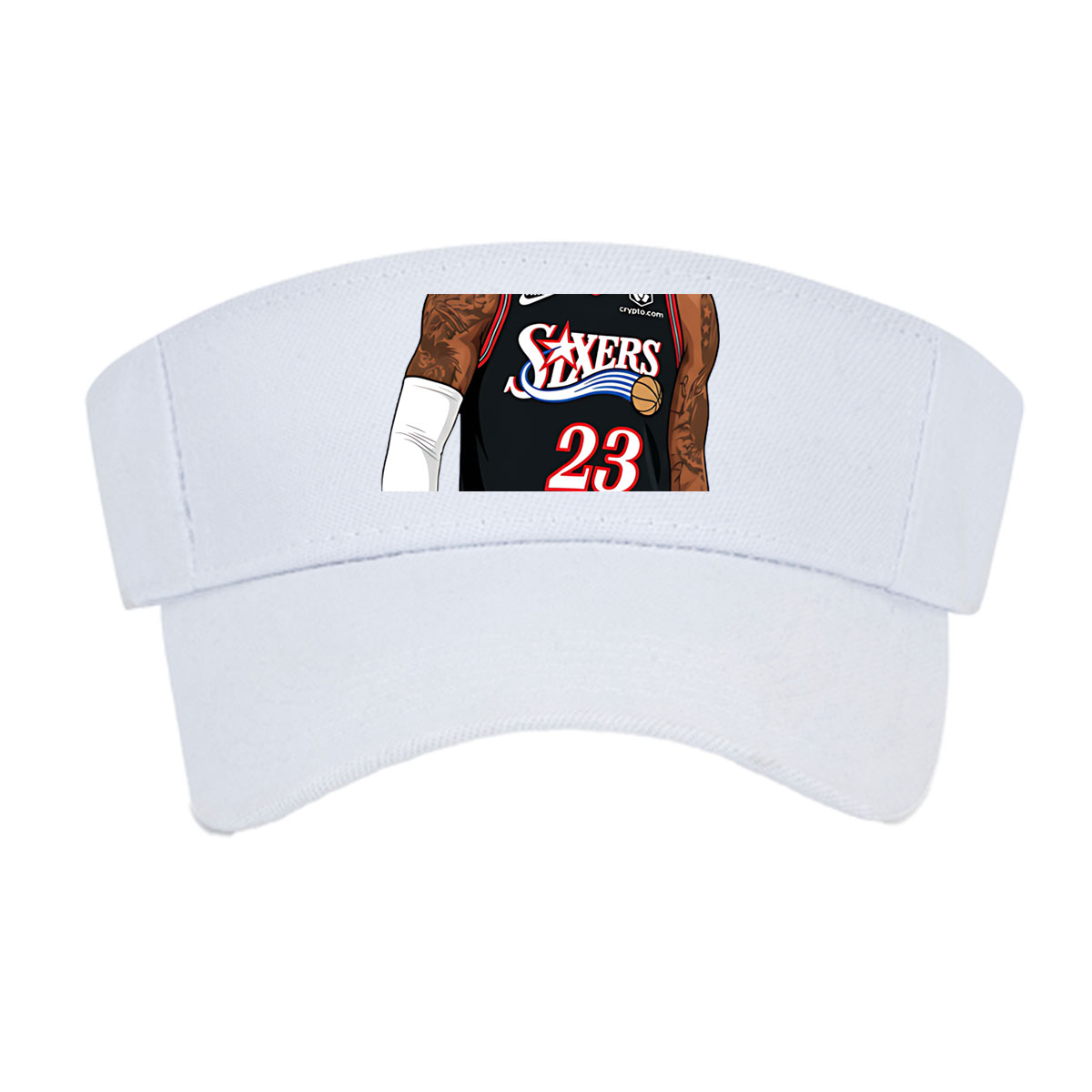 LeBron James in Philadelphia 76ers Jersey, #23, Nike Uniform, Crypto.com Sponsorship -  Visor cap