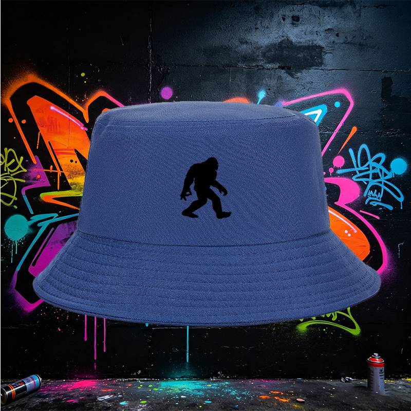Unisex Bucket Hat with Bigfoot Silhouette Print - Classic Cotton Fisherman Hat for Outdoor Adventures, Hiking, Camping, and Casual Wear - Perfect for Nature Lovers and Wildlife Enthusiasts