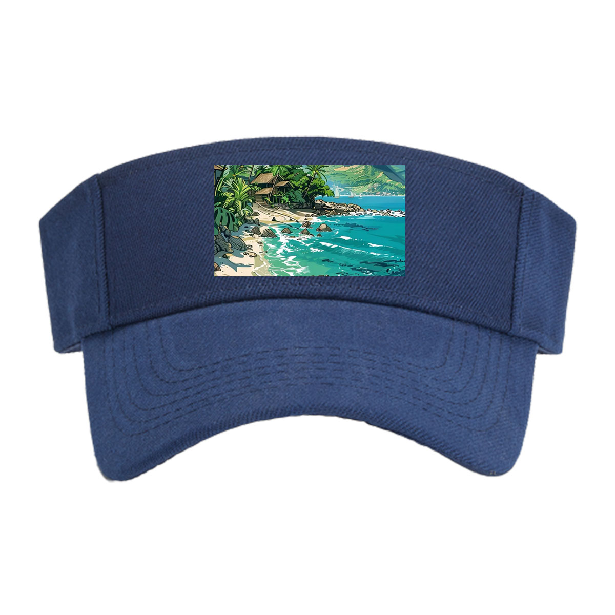 Tropical Beach with Lush Palm Trees and Crystal Clear Waters -  Visor cap