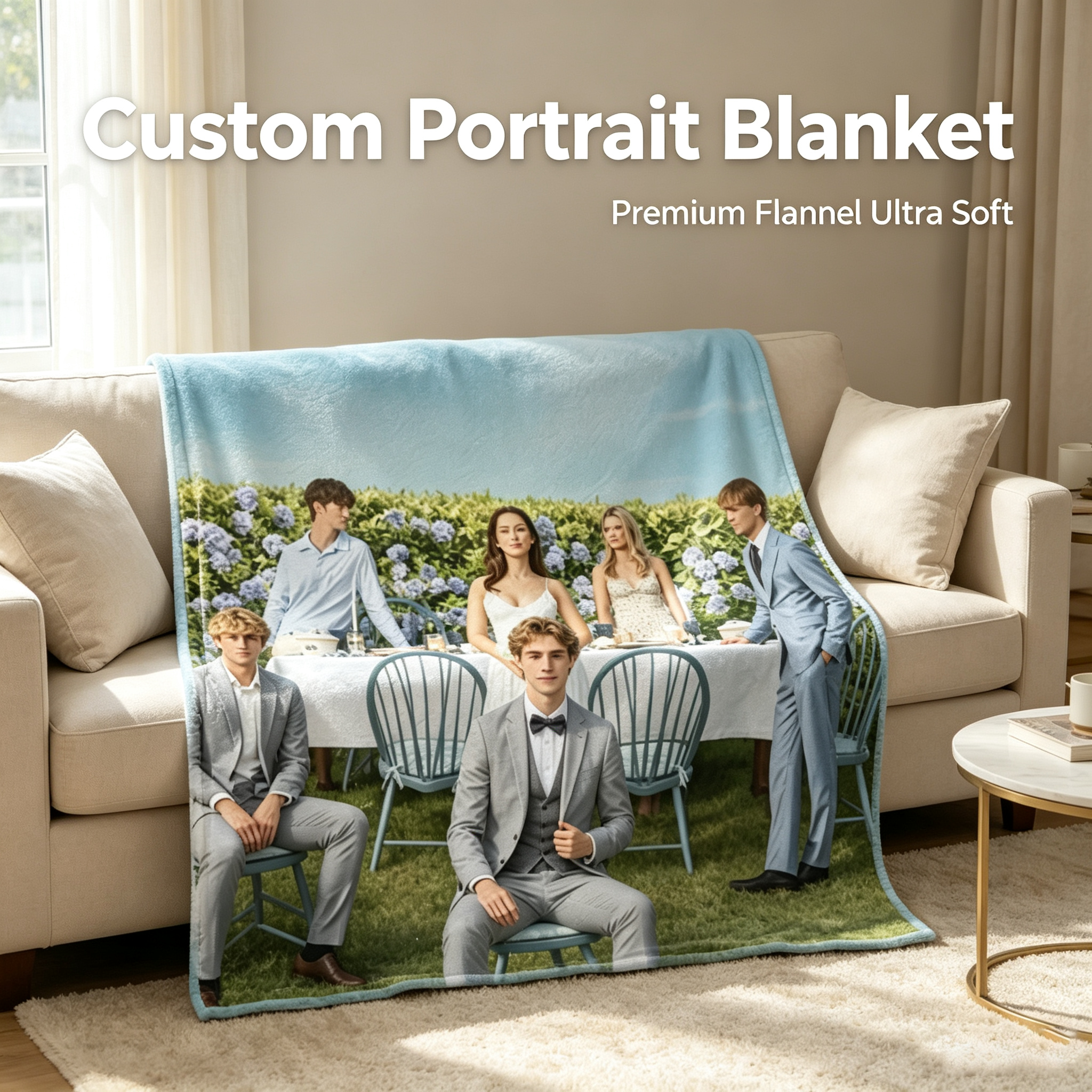 Custom Face Blanket Personalized Portrait Flannel Blanket for Home Comfort and Cozy Nights Perfect Gift for Loved Ones or Special Occasions