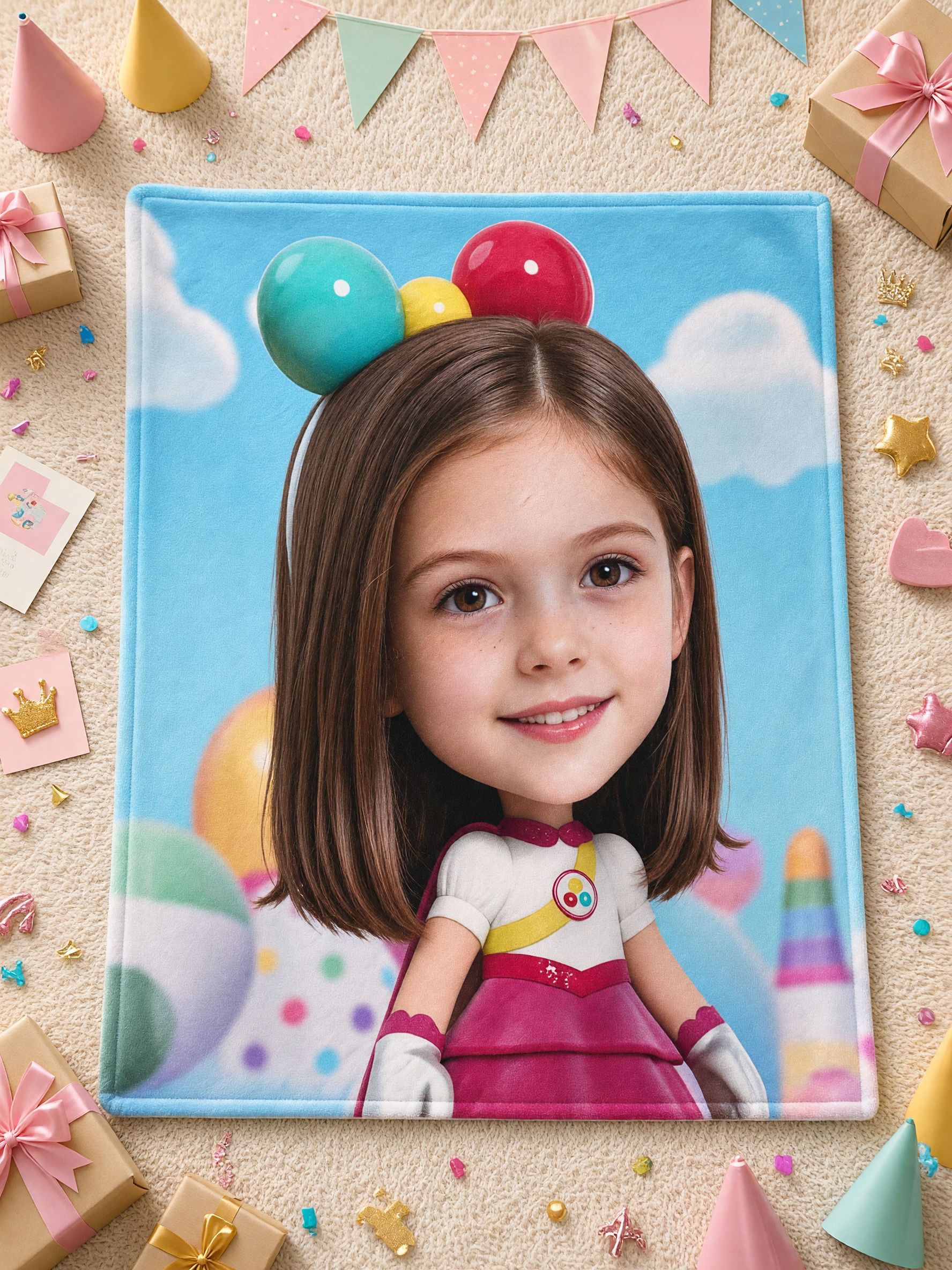 Custom Face Photo Flannel Blanket Personalized Cartoon Portrait Throw Skin-Friendly Soft Cozy Keepsake Gift