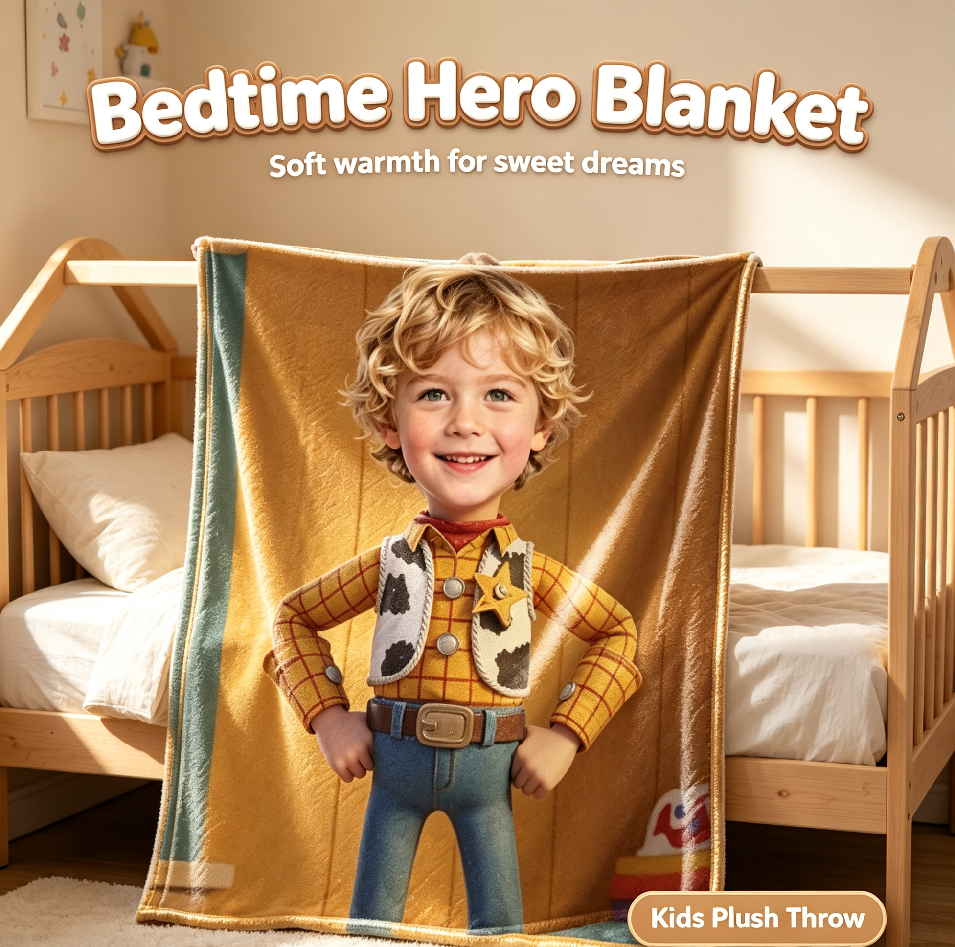 Toy Story Sheriff Woody Custom Photo Blanket for Boys, Soft Flannel Throw Blanket