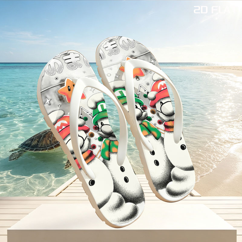 Mario and Luigi Snowmen Christmas Art -  flip-flops