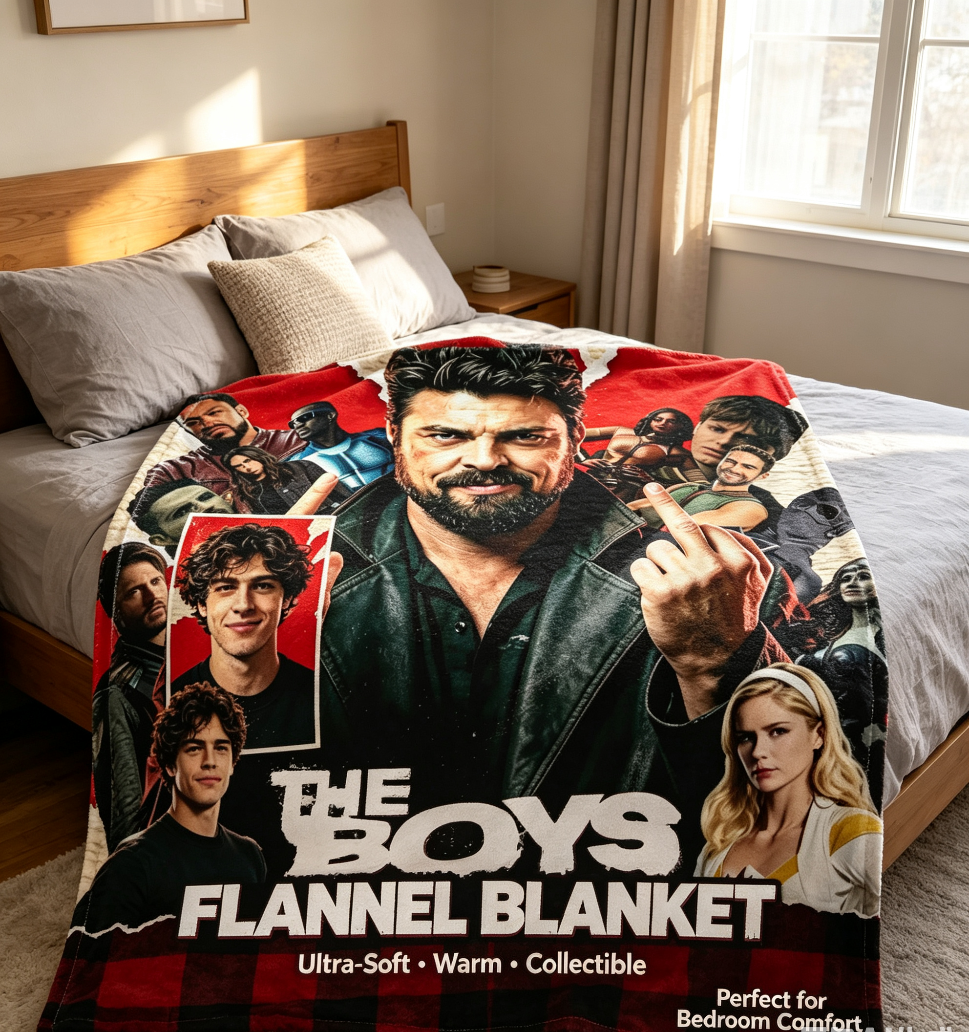 Custom Face Blanket The Boys TV Show Characters Flannel Blanket Perfect for Fans and Cosplay Gifts and Giveaways