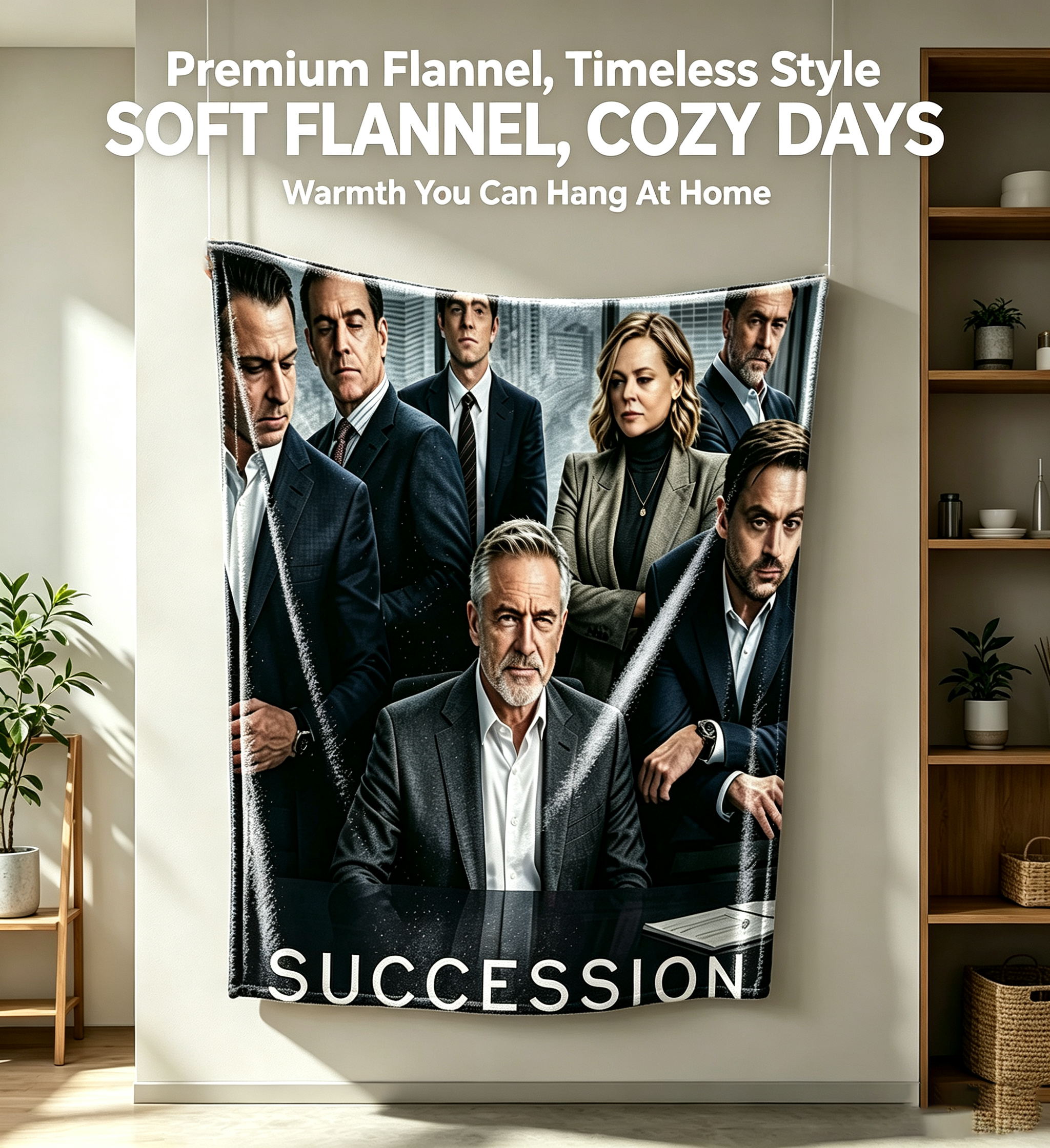 Custom Face Blanket Succession TV Show Characters Flannel Blanket Perfect for Fans Office or Home Use Ideal Gift for Drama Lovers
