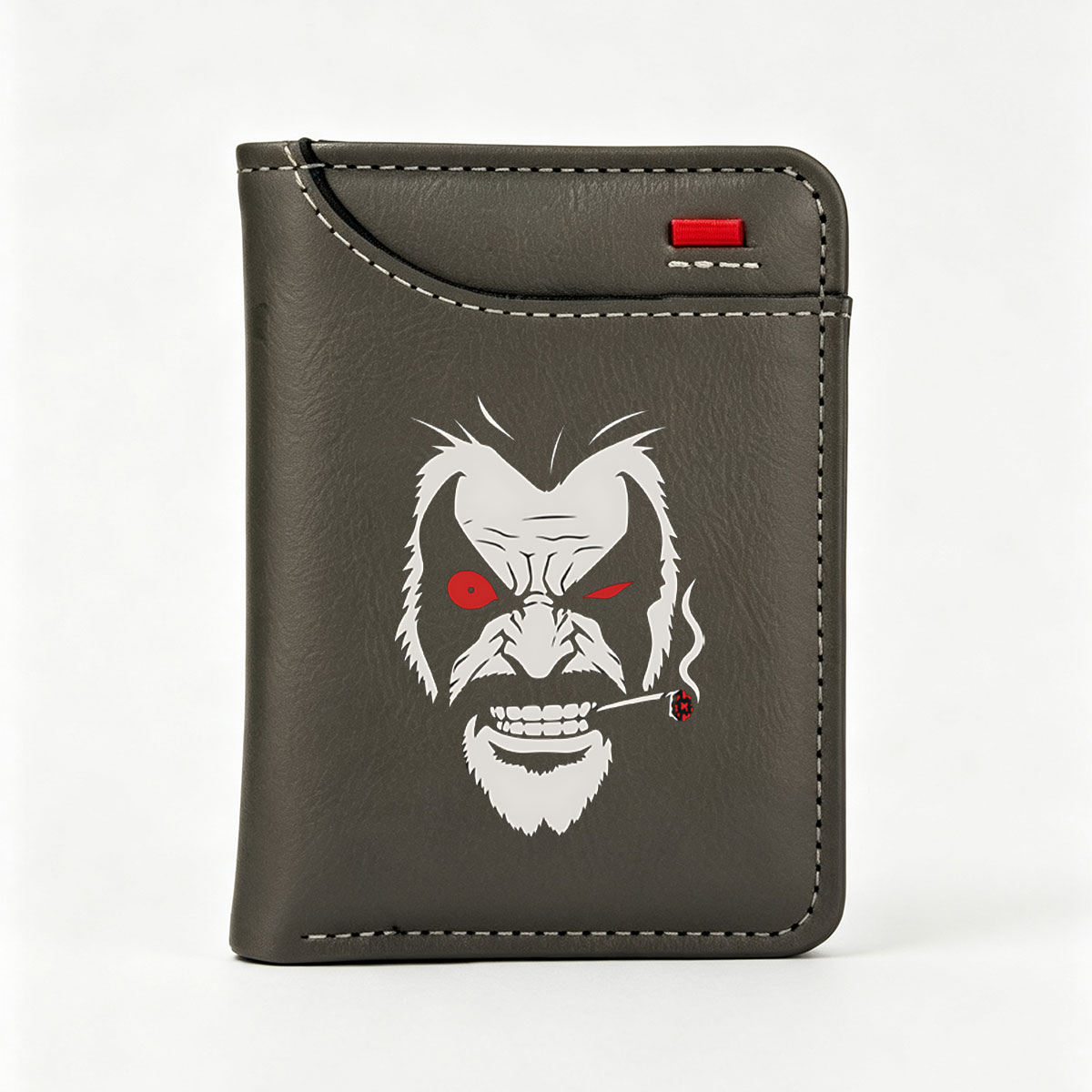 The Joker Smiling with Cigarette and Red Eyes - Vertical Style Wallet