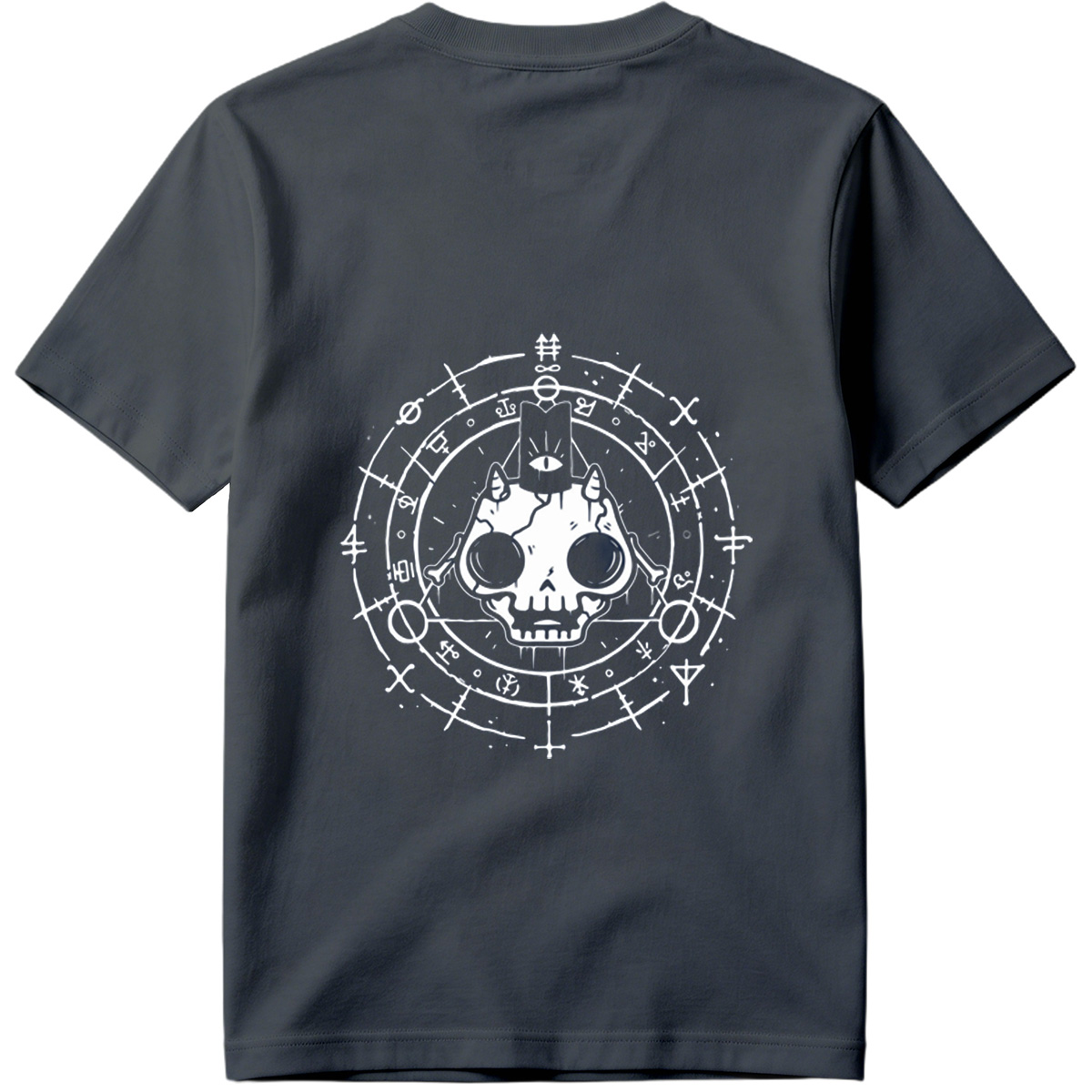 Skull with Horns and Mystical Symbols - Tee