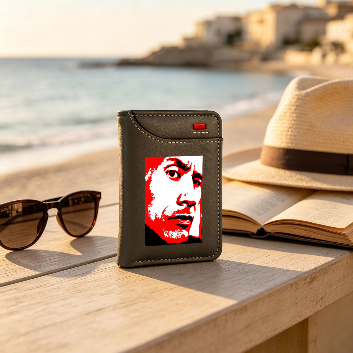 Mao Zedong Portrait in Red and White Stylized Art - Vertical Style Wallet