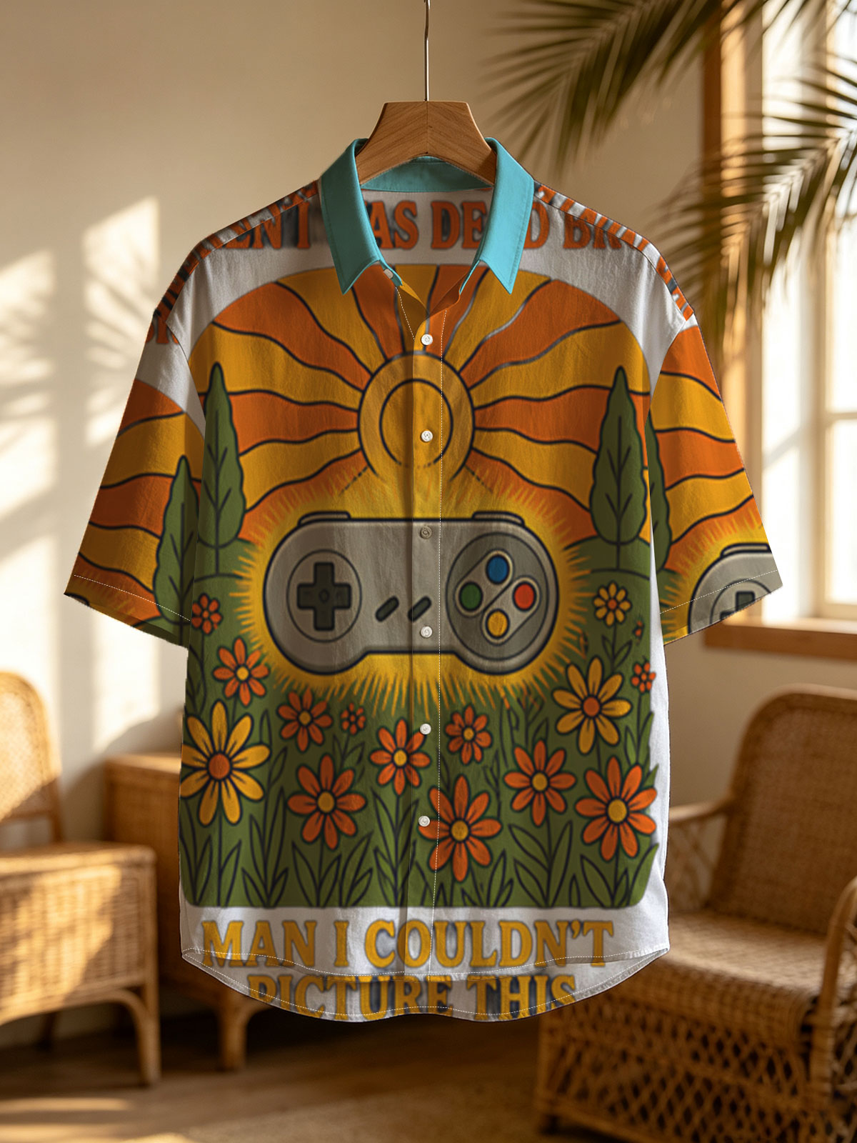 Super Nintendo Sega Genesis Controller in Sunflower Field: Nostalgic Gaming Memory -  Shirt