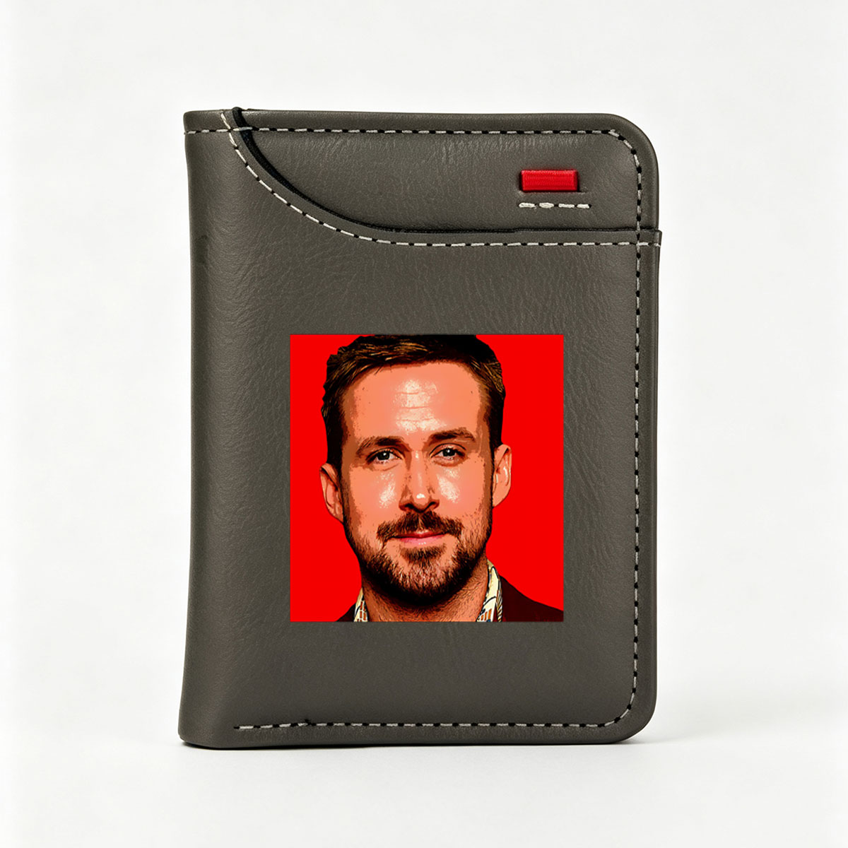 Ryan Reynolds in a bold red portrait with a stylish suit and patterned shirt, showcasing his signature charm and confidence. - Vertical Style Wallet