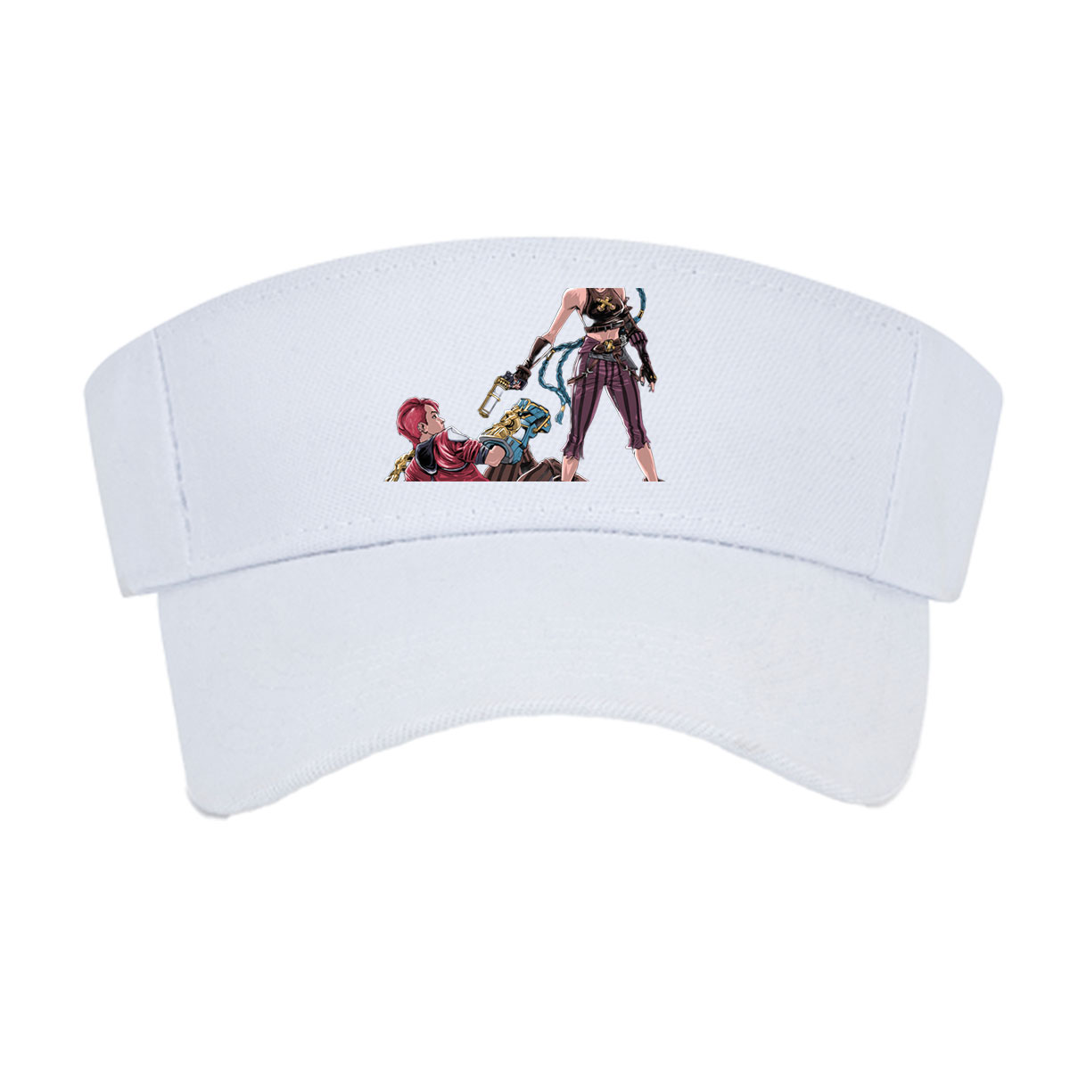 Blue-Haired Warrior and Pink-Haired Ally in Steampunk Combat Stance -  Visor cap