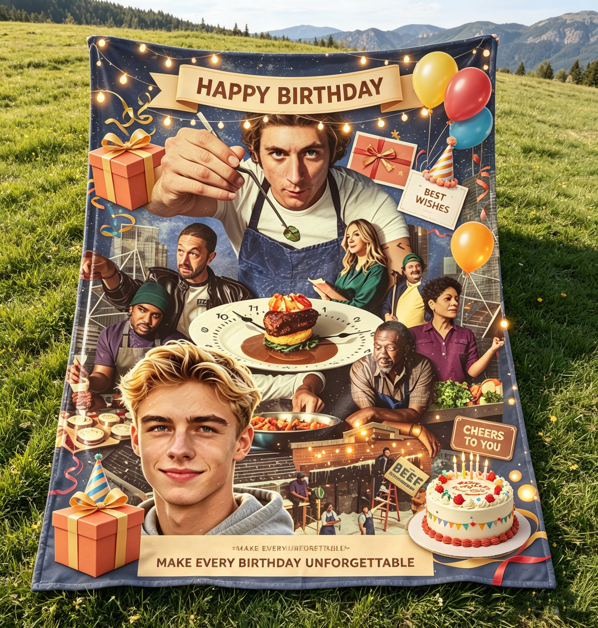 Custom Face Blanket The Bear TV Show Character Flannel Blanket Perfect for Fans of the FX Series Cozy Home Decor Gift Idea for Birthdays or Holidays