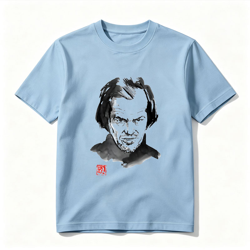 Abstract Portrait of a Man with Expressive Features and Red Seal - Tee