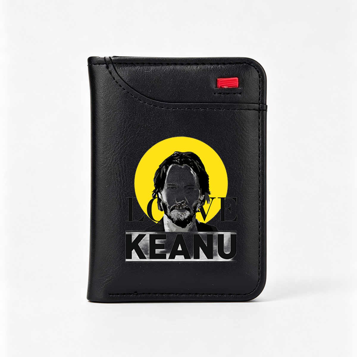 Keanu Reeves Love Portrait with Yellow Halo Background - Vertical Style Wallet