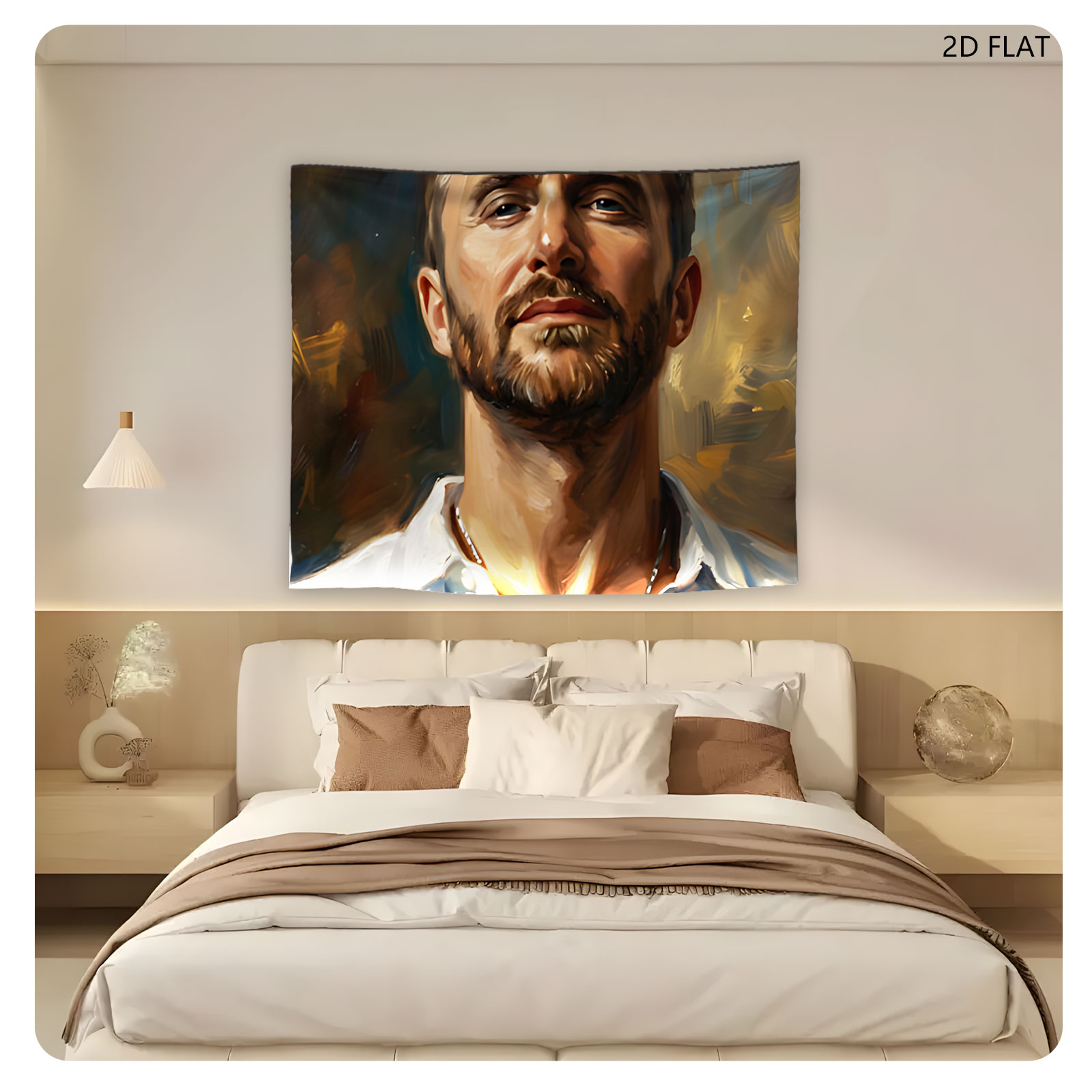 Portrait of a Man with Bearded Face and White Shirt - Tapestry