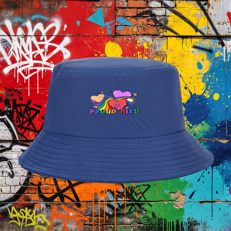 Unisex Classic Bucket Hat with Rainbow Pride Hearts and 