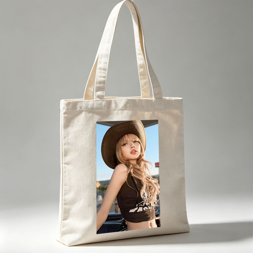 Lisa Blackpink Cowboy Hat Outfit Fashion Photo Shoot - Canvas tote bags
