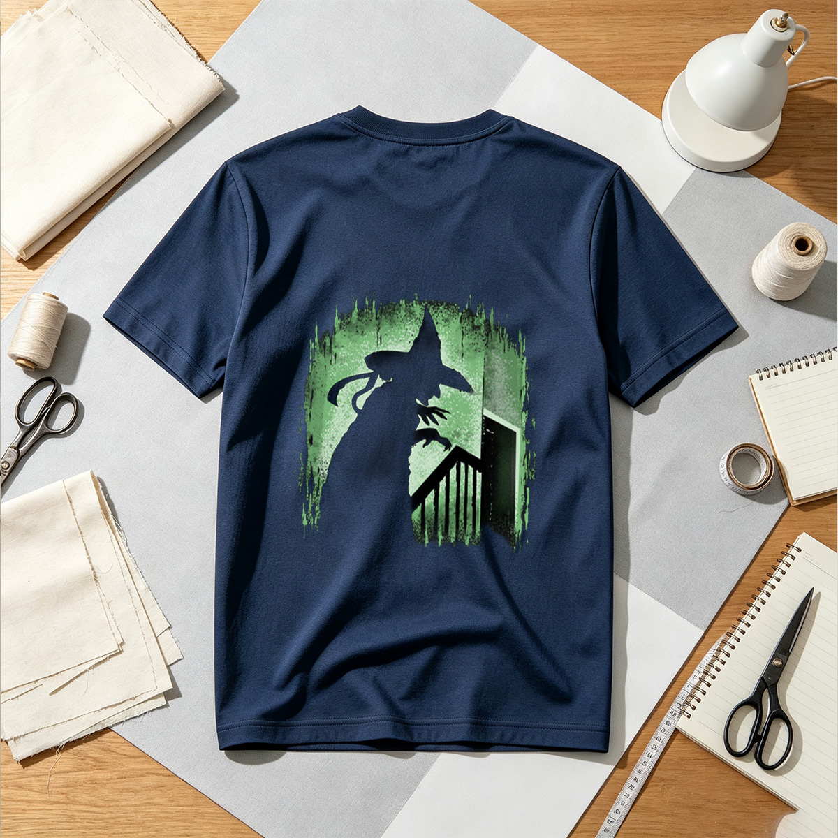 Witch Silhouette in Green Glow - Tee