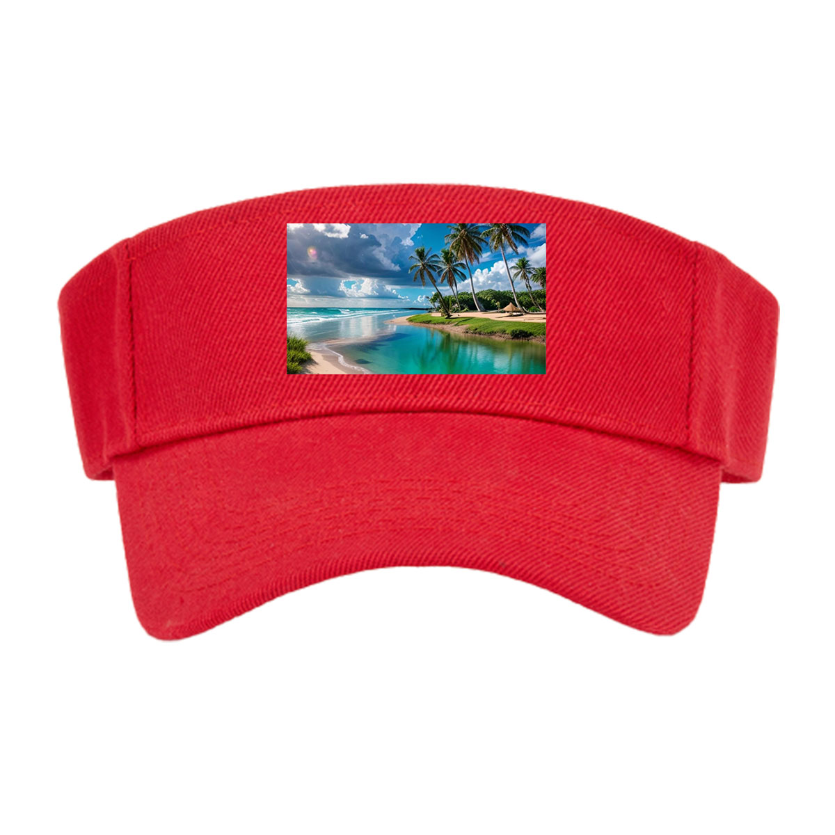Tropical Beach with Palm Trees and Crystal Clear Water -  Visor cap