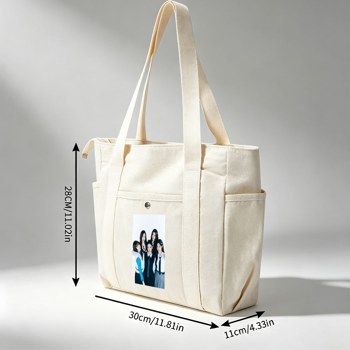NewJeans School Uniform Concept Photo with Five Members in Coordinated Outfits - Multi-pocket bags
